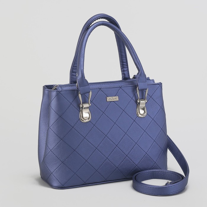 Сумка женская, 2 отдела на молнии, наружный карман, регулируемый ремень, цвет синий