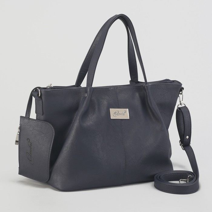 Сумка женская, с кошельком, отдел на молнии, наружный карман, регулируемый ремень, цвет синий