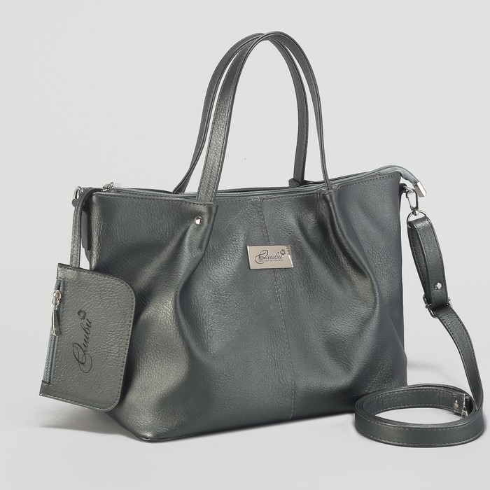 Сумка женская, с кошельком, отдел на молнии, наружный карман, регулируемый ремень, цвет зелёный