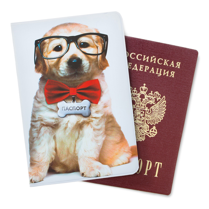 Обложка для паспорта "Щеночек с бабочкой"