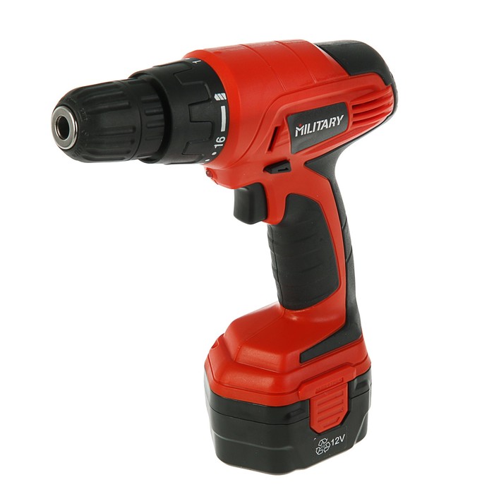 Аккумуляторная дрель MILITARY CD12, 12 В, 1.2 Ач, NiCd, 0-550 об/мин, 10 мм, 13 Нм