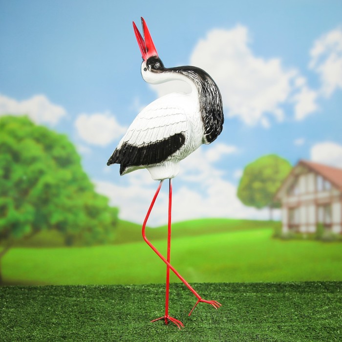 Садовая фигура "Журавль на металлических ногах", средний, 84 см