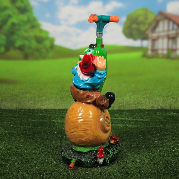Садовая фигура-Поливалка «Гном на улитке»