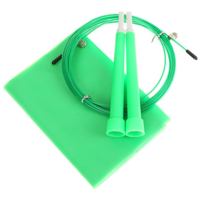 Набор для фитнеса ONLITOP: эспандер ленточный, скакалка скоростная, цвет зелёный