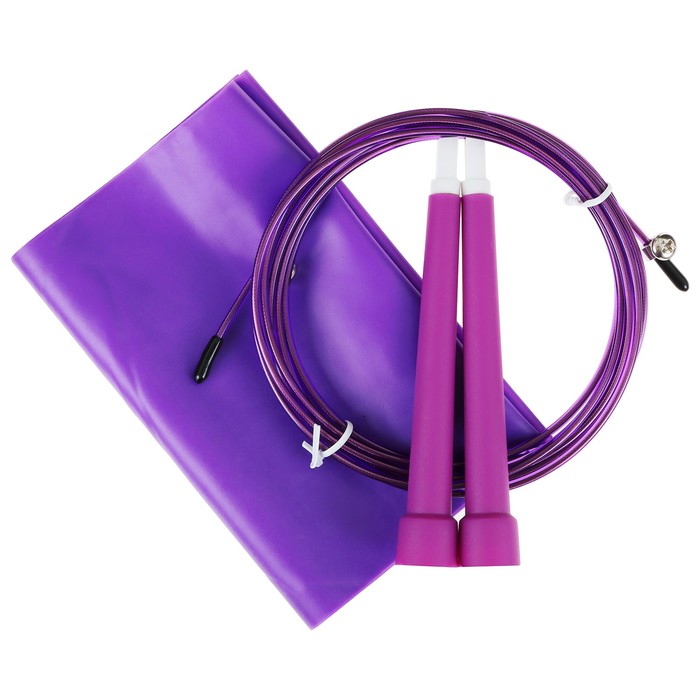 Набор для фитнеса ONLITOP: эспандер ленточный, скакалка скоростная, цвет фиолетовый