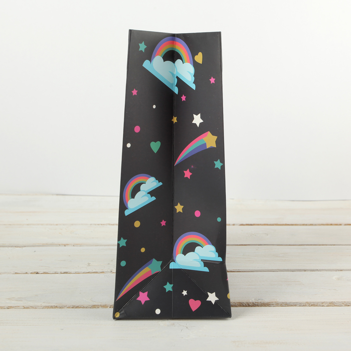 Пакет подарочный "Радужный единорог", люкс, 17,5 х 9,5 х 23 см