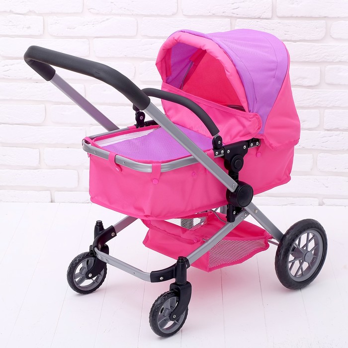 Коляска для кукол, трансформер 2в1, ручка регулируется, металлический каркас