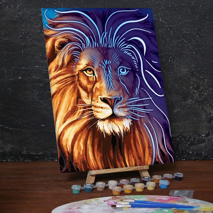 Лунная роспись по номерам без подрамника "Лев", 30 х 40 см