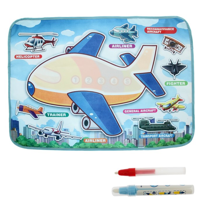 Коврик для рисования водой "Крутые рисунки" с водным маркером, МИКС