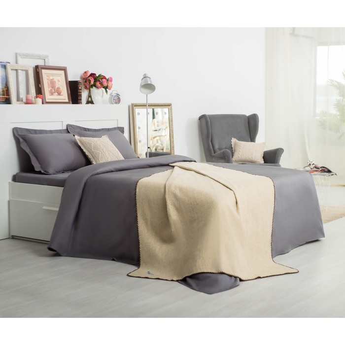 Одеяло ЭКО 140х205 см, рис 1, 450 гр/м2, 50% шерсть 50% лен