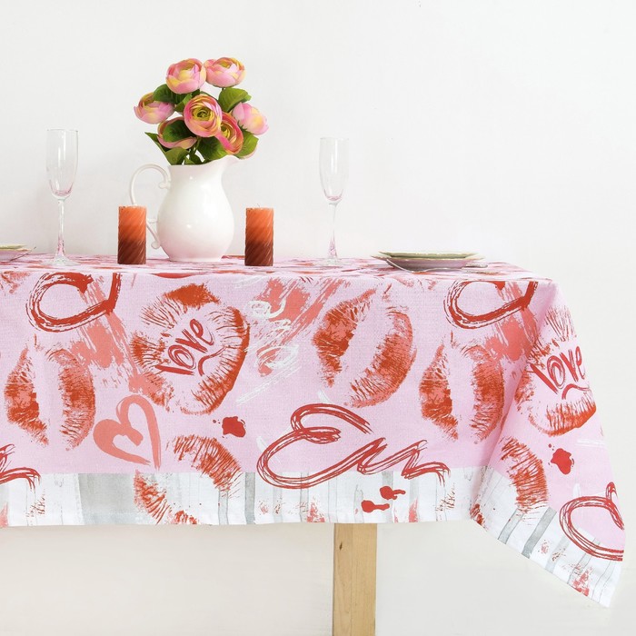 Скатерть "Доляна" Романтика 145х200 см, 100% хлопок, рогожка, 162 г/м2