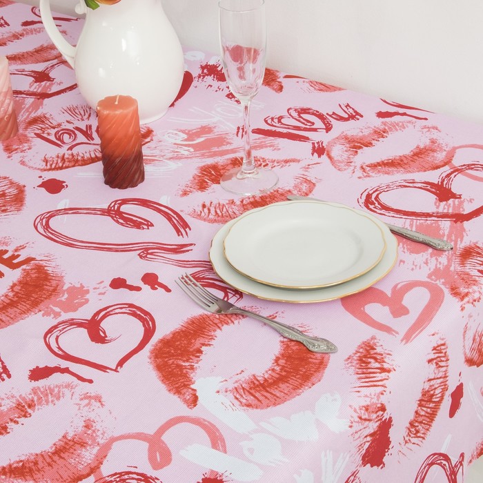 Скатерть "Доляна" Романтика 145х200 см, 100% хлопок, рогожка, 162 г/м2