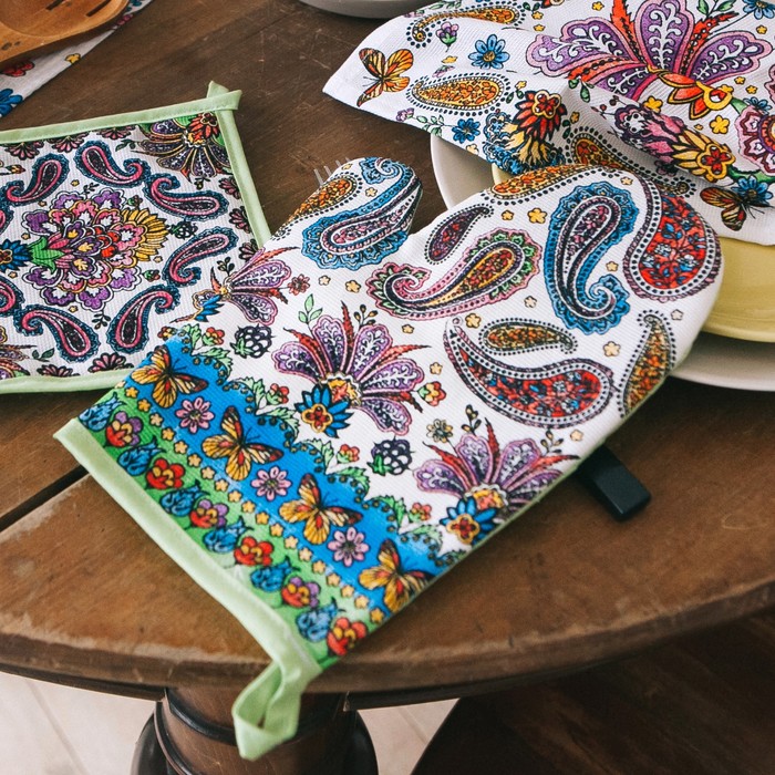 Варежка "Доляна" Пейсли (вид 2), 18 х 26 см, 100 % хлопок, рогожка 162 г/м²