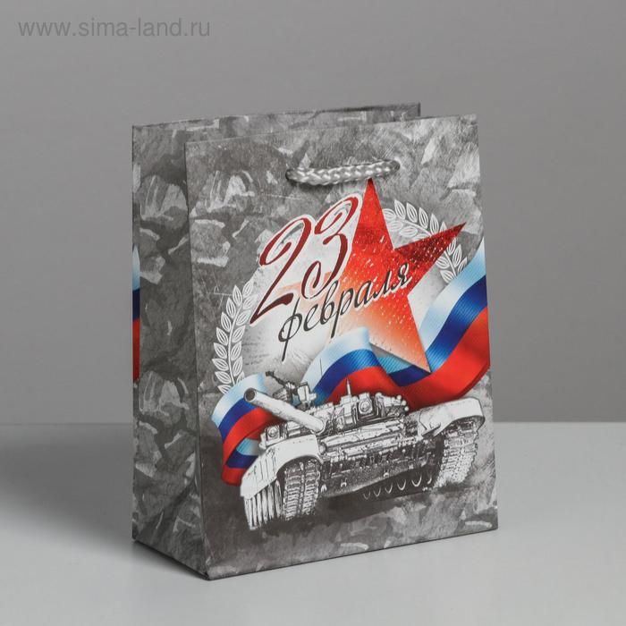 

Пакет подарочный ламинированный вертикальный, упаковка, «С Праздником 23 февраля!», S 12 х 15 х 5,5 см