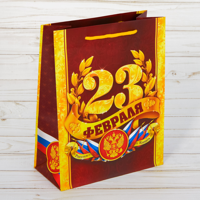 Пакет ламинированный вертикальный «С 23 февраля!», S 12 × 15 × 5,5 см