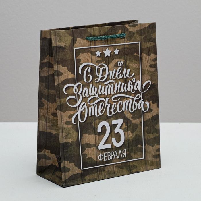 Пакет ламинированный вертикальный «С днём Защитника Отечества, 23 февраля», MS 18 × 23 × 8 см