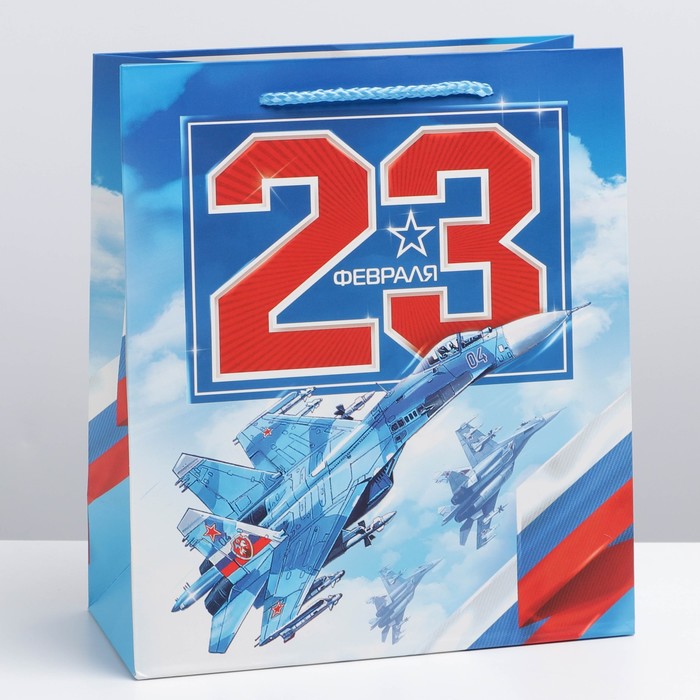 Пакет ламинированный вертикальный «23 февраля», ML 23 × 27 × 8 см