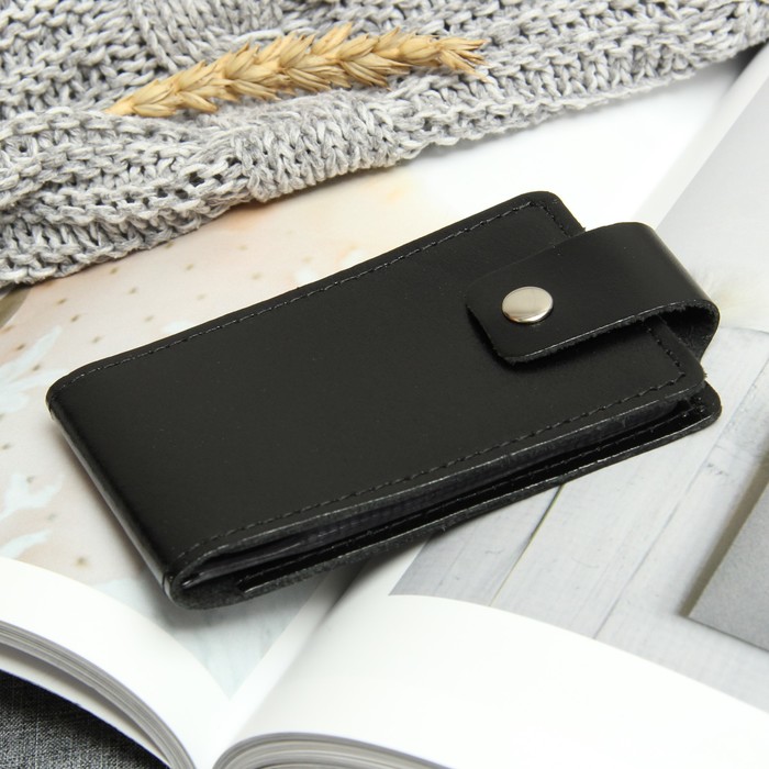 Визитница горизонтальная, 1 ряд, 16 листов, цвет чёрный гладкий