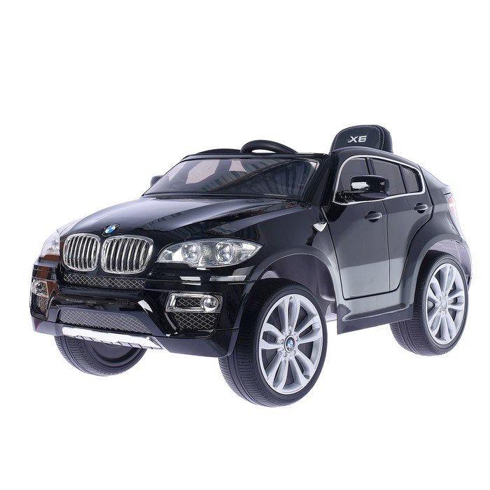 Электромобиль BMW X6, EVA колёса, кожаное сидение, цвет чёрный глянец