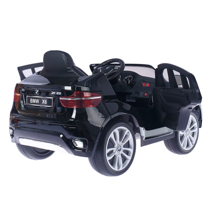 Электромобиль BMW X6, EVA колёса, кожаное сидение, цвет чёрный глянец