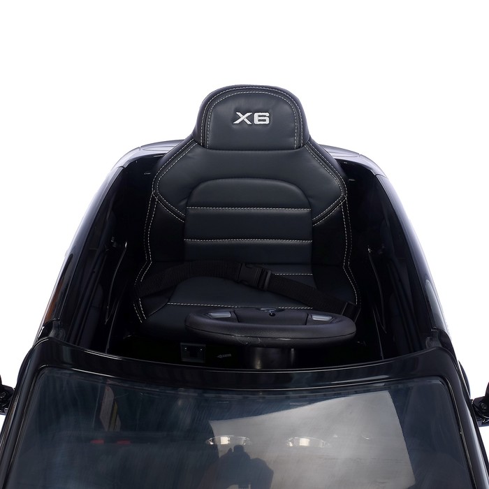 Электромобиль BMW X6, EVA колёса, кожаное сидение, цвет чёрный глянец