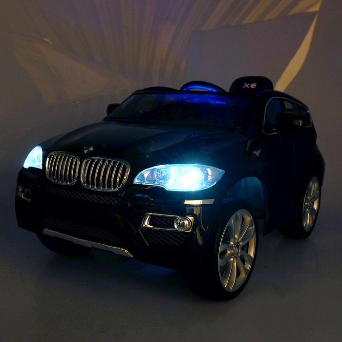 Электромобиль BMW X6, EVA колёса, кожаное сидение, цвет чёрный глянец