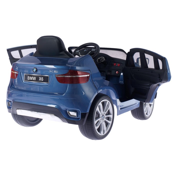 Электромобиль BMW X6, EVA колёса, кожаное сидение, цвет голубой глянец
