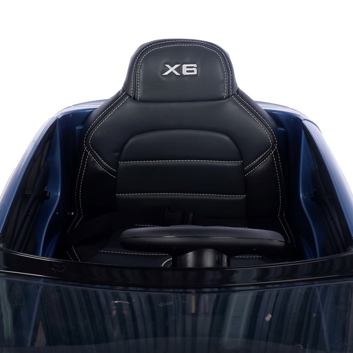 Электромобиль BMW X6, EVA колёса, кожаное сидение, цвет голубой глянец