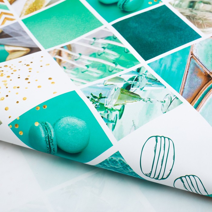 Бумага упаковочная глянцевая "Макаруны", 100х70 см