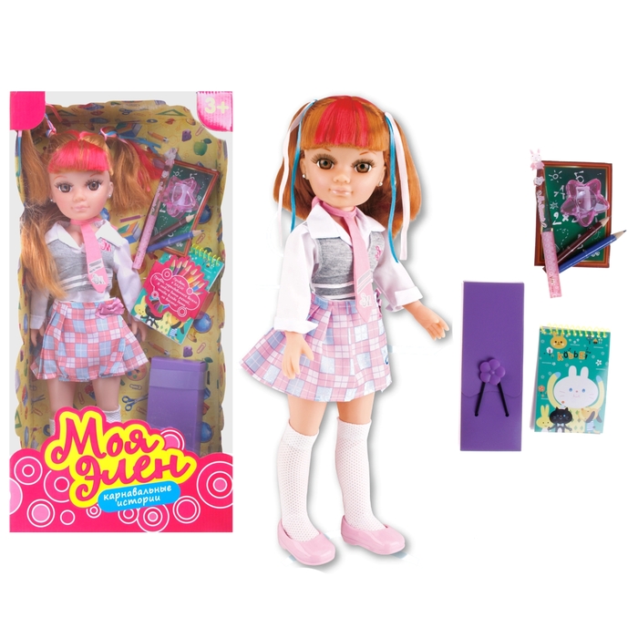 Кукла Элен "Школьница", с пеналом и блокнотом