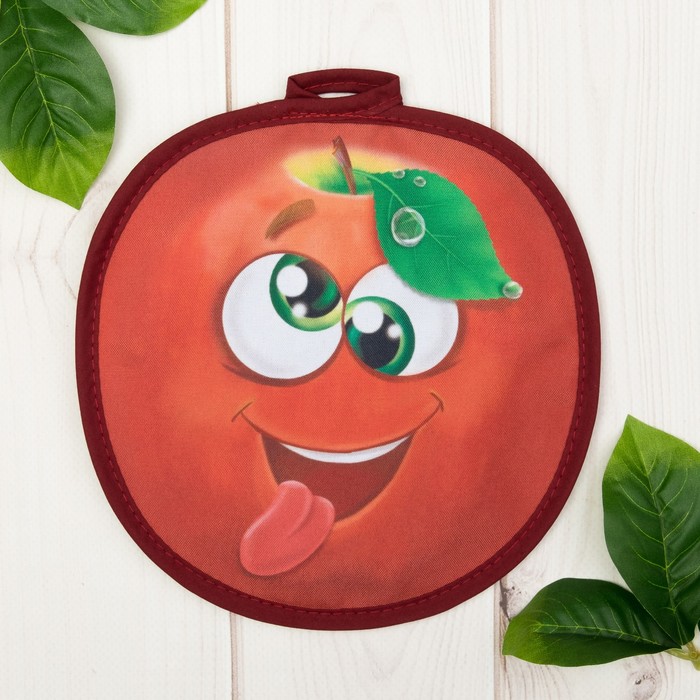 Прихватка "Доляна" Яблоко, 20 х 20 см, 35% х/л, 65% п/э, ватин 250г/м2