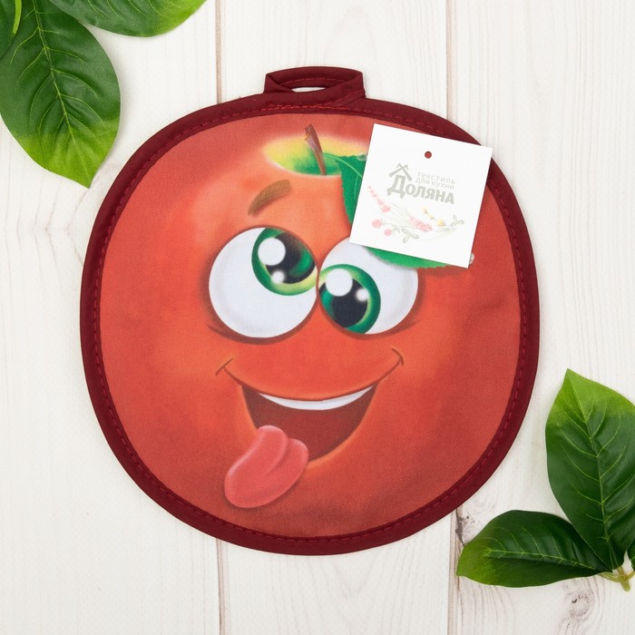 Прихватка "Доляна" Яблоко, 20 х 20 см, 35% х/л, 65% п/э, ватин 250г/м2