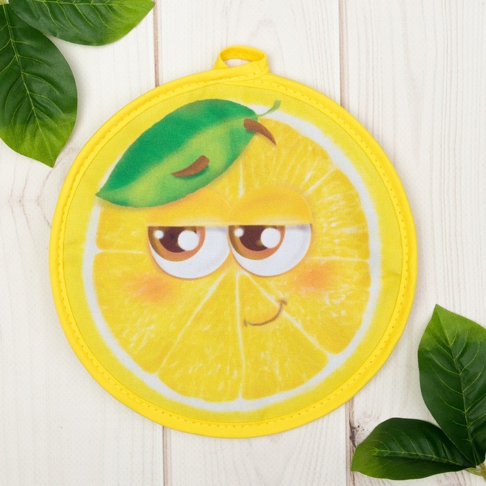 Прихватка "Доляна" Лимон, 20 х 20 см, 35% х/л, 65% п/э, ватин 250г/м2