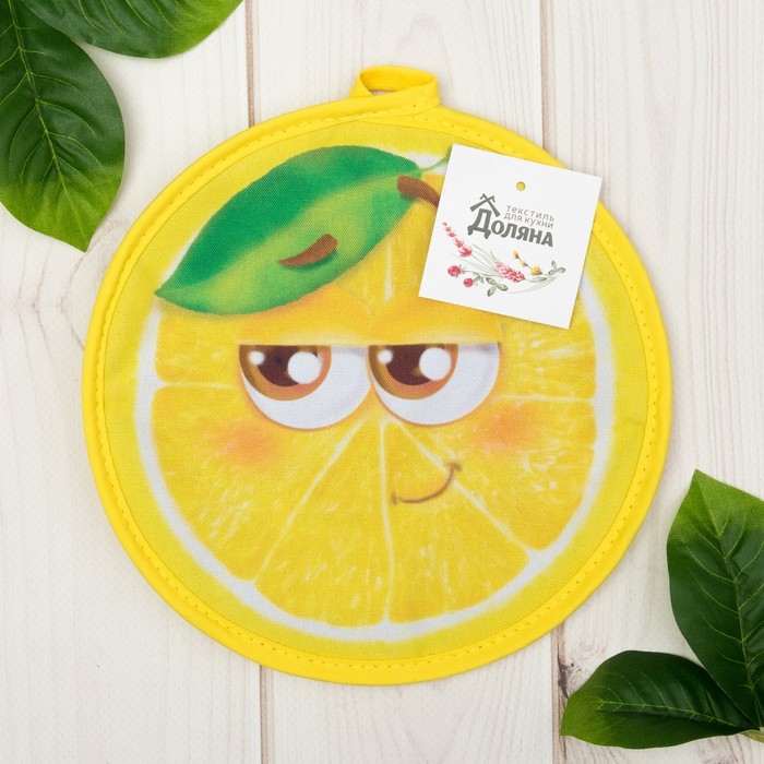 Прихватка "Доляна" Лимон, 20 х 20 см, 35% х/л, 65% п/э, ватин 250г/м2
