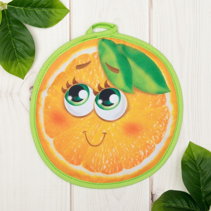 Прихватка "Доляна" Апельсин, 20 х 20 см, 35% х/л, 65% п/э, ватин 250г/м2