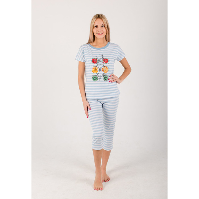 Комплект женский (майка, бриджи) "Fruity bike" 246 цвет голубой, р-р 46