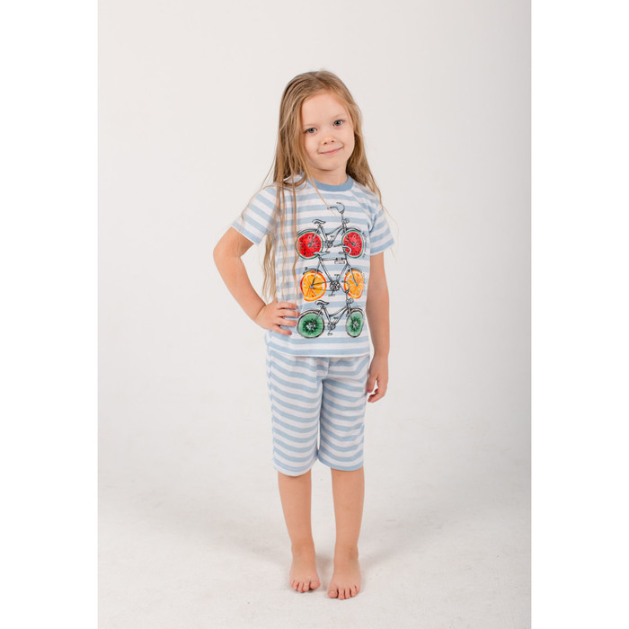Комплект для девочки (футболка, бриджи) "Fruity bike" 6211 цвет голубой, р-р 40
