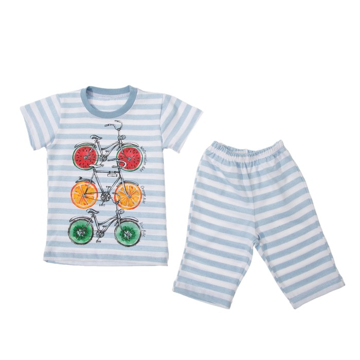 Комплект для девочки (футболка, бриджи) "Fruity bike" 6211 цвет голубой, р-р 40