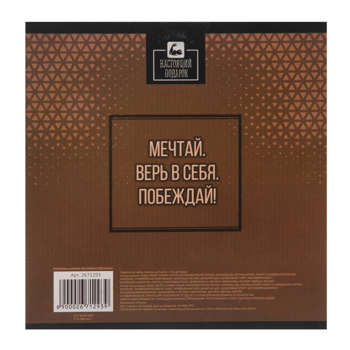 Подарочный набор "Сильному и смелому": гель для душа, шампунь