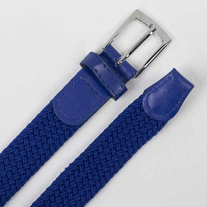 Ремень детский, резинка, пряжка металл, ширина - 3 см, цвет ярко-синий