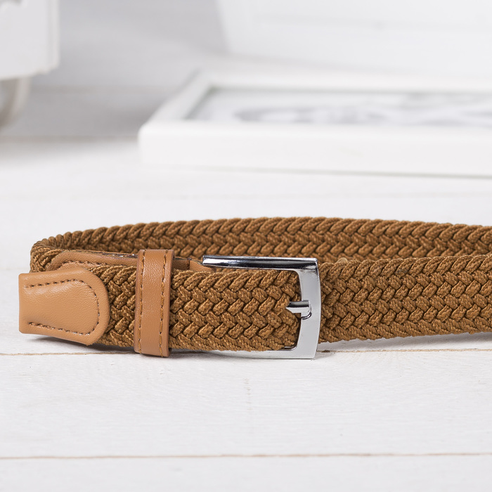 Ремень детский, резинка, пряжка металл, ширина - 3 см, цвет рыжий