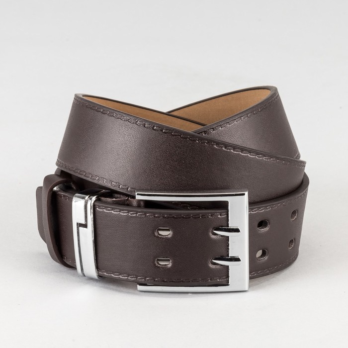 Ремень мужской, пряжка хомут металл, 2 прокола, ширина - 4 см, цвет кофе