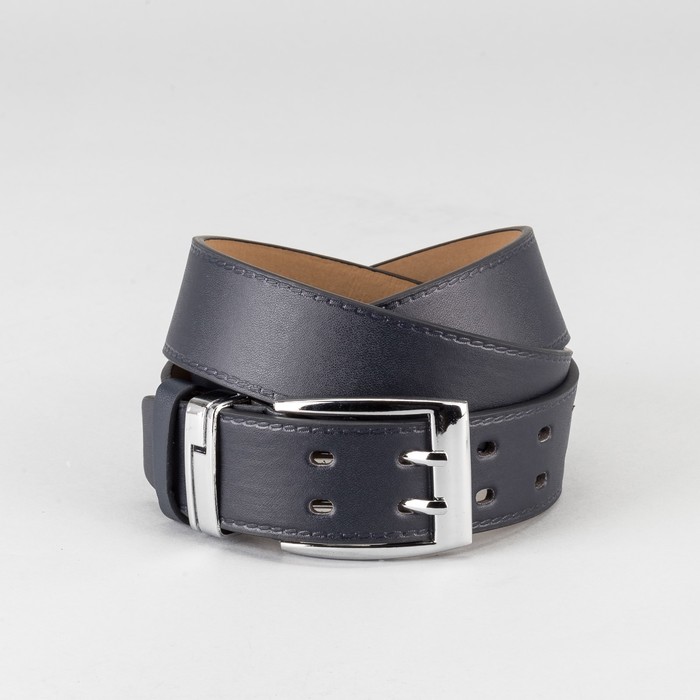 Ремень мужской, пряжка хомут металл, 2 прокола, ширина - 4 см, цвет синий