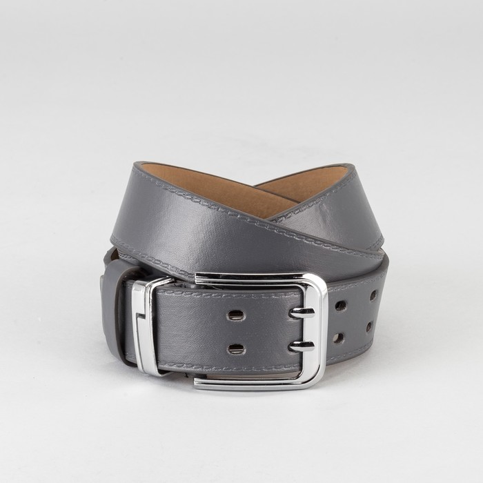 Ремень мужской, пряжка хомут металл, 2 прокола, ширина - 4 см, цвет серый
