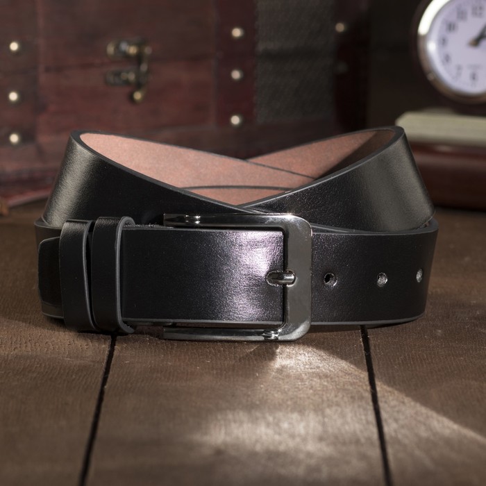 Ремень мужской "Великан", винт, пряжка тёмный металл микс, ширина - 4см, длина от 140см, цвет чёрный