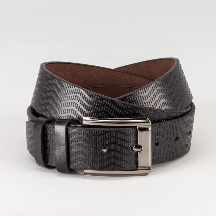 Ремень мужской "Великан", винт, пряжка тёмный металл, ширина - 4см, длина от 140см, цвет чёрный