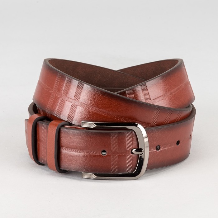 Ремень мужской "Великан", винт, пряжка тёмный металл, ширина - 4см, длина от 140см, цвет коричневый