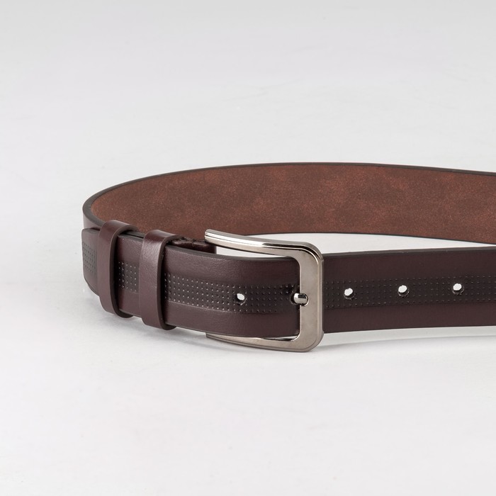 Ремень мужской "Великан", винт, пряжка тёмный металл, ширина - 4см, длина от 140см, цвет коричневый
