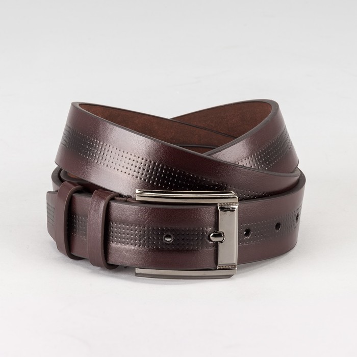 Ремень мужской "Великан", винт, пряжка тёмный металл, ширина - 4см, длина от 140см, цвет коричневый
