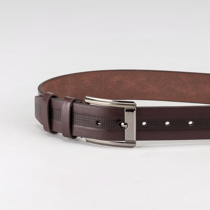 Ремень мужской "Великан", винт, пряжка тёмный металл, ширина - 4см, длина от 140см, цвет коричневый